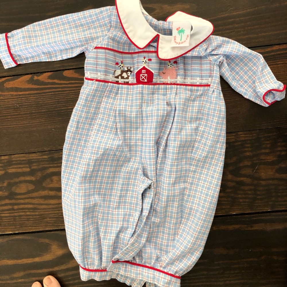 Shrimp and grits boys long romper